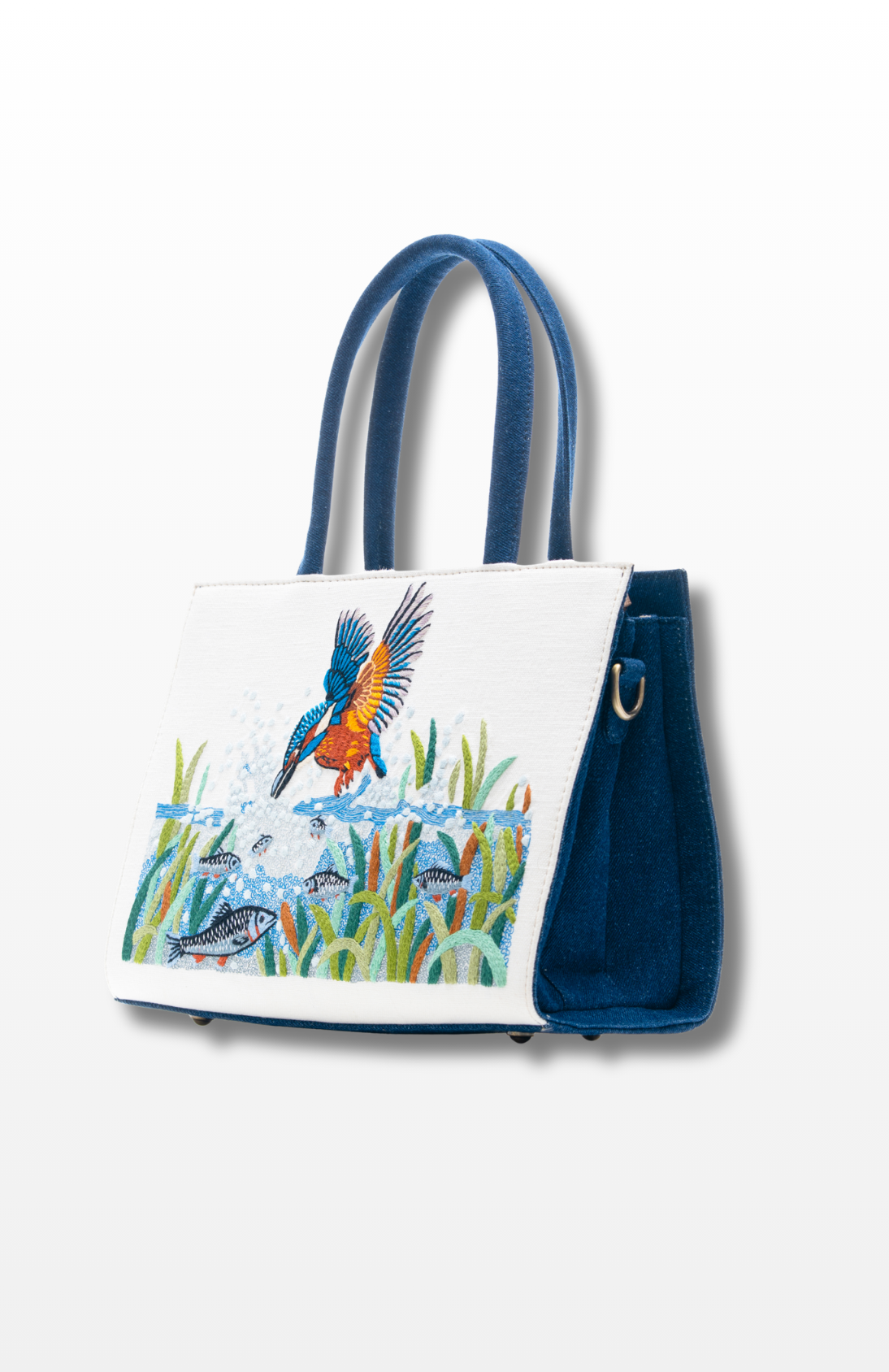 Kingfisher's Feast tote bag by the brand Story of Strings.